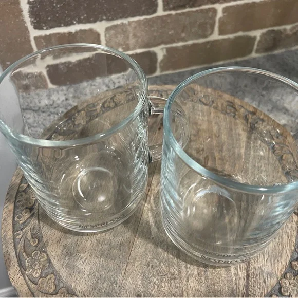 Nespresso Vertuo Glass Coffee Latte Mugs Cups Konstantin Grcic France Set of 2 - Picture 3 of 4